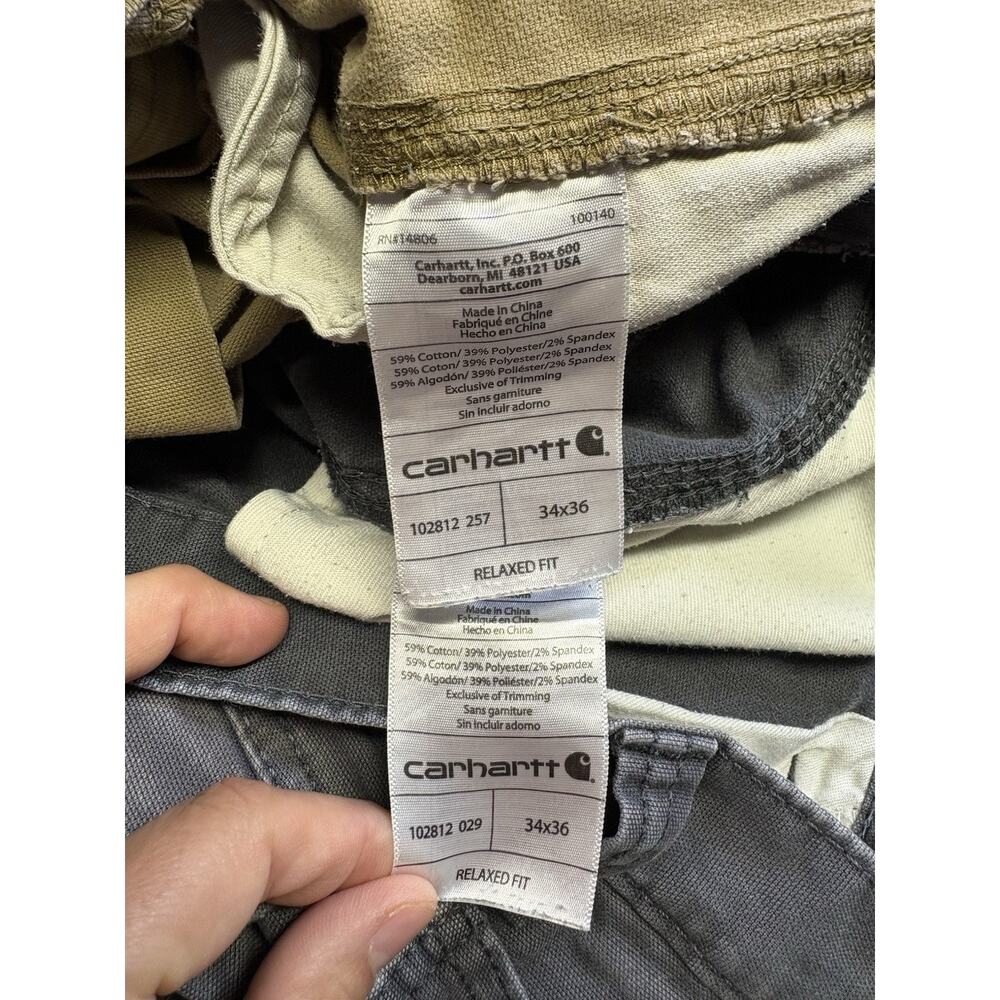 Carhartt Men’s Relaxed Fit Full Swing Pants 34x36 Lot 2 Brown & Gray Workwear - Picture 5 of 16